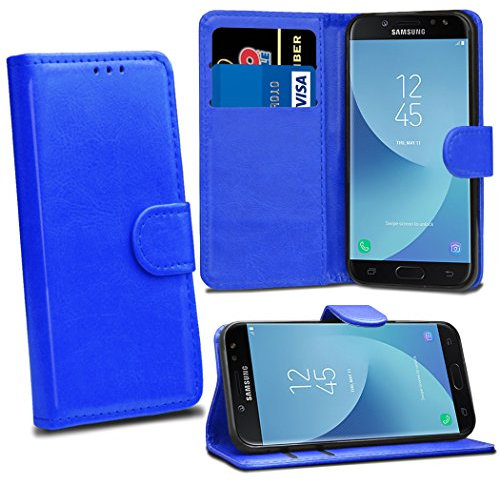 Samsung Galaxy J5 2017 J530 Cases - Blue Premium Wallet Leather Flip Case Cover For Samsung Galaxy J5 2017 J530 [Card Holder] [Magnetic Closure]