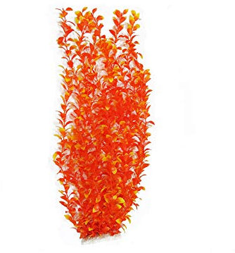 Norgail Large Freshwater Aquarium Plastic Plants Artificial Plant for Fish Tank Decoration Ornaments 25.5 Inches Tall Orange 1Pcs