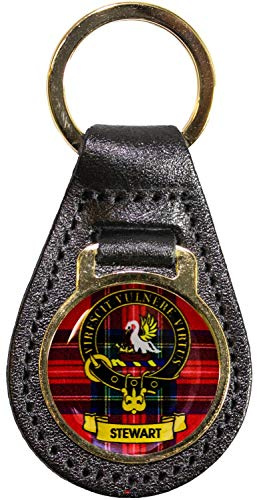 I LUV LTD Leather Key Fob Scottish Clan Crest Stewart Scottish Made