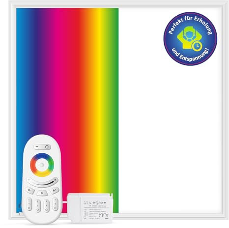 LECOM LED Panel Deckenleuchte 62x62 Dimmbar RGB + Neutralweiß 4000K Flach mit Fernbedienung Auswahl Farbe Deckenlampe LED (62x62 ohne Aufbaurahmen)