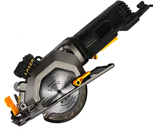 Circular Saw with Metal Handle, Laser Guide, 600W, Max Cutting Depth 1.78'' (90°), 1.18'' (45°), Ideal for Wood, Soft Metal, Tile and Plastic Cuts