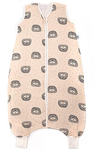 Hosenmax® Sommerschlafsack mit Beinen - Kinderschlafsack für warme & kalte Nächte – TOG 1.0 - Übergangs Schlafsack mit Füßen - Verspielter Löwe Größe 100 cm