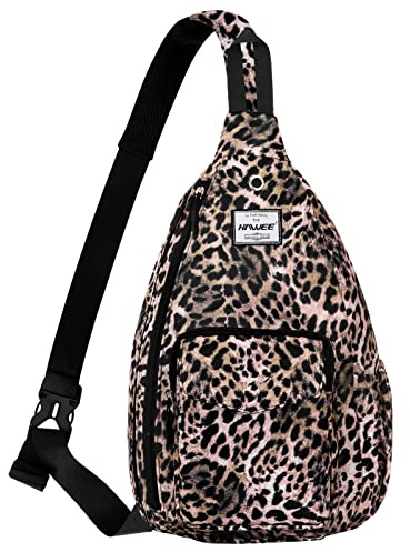 HAWEE Rucksack für Damen, Anti-Wasser-Crossbody-Tasche, geneigt, verstellbar, Leopardenmuster, Größe S, Einheitsgröße, Sling-Rucksäcke