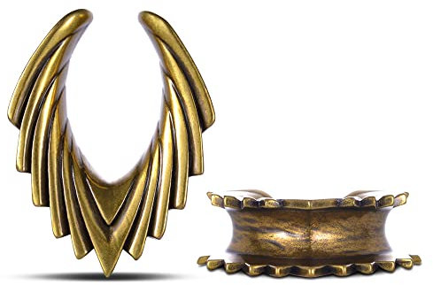 ERKUOO 2PCS Öffnen Sattel Ohrtunnel Retro Ohrmesser Doppelt ausgestellte Plugs Fleisch Tragen Piercing Ohrringe Expander 25mm