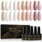 Shining She UV Nagellack,10 Farben Gel Nagellack Nude Beige Weiß Golden Lila,Gellack Soak-Off UV Gel Nail Polish Starter Set,Maniküre Set für Frauen Nail Salon DIY, 8ML
