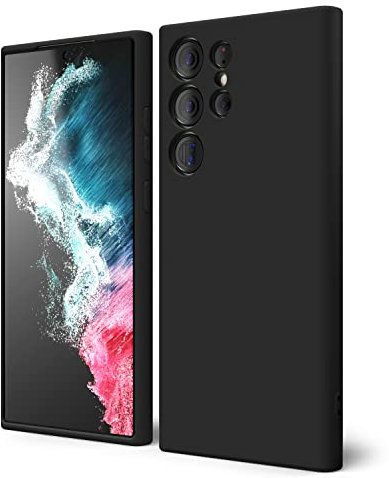 oakxco für Samsung Galaxy S22 Ultra Hülle Silikon Case mit Kameraschutz, Ultra Dünn Bunt Handyhülle Mädchen, Einfarbig Handy Hülle Slim Schutzhülle, Matt TPU Weich Gummi Glatt Silikonhülle, Schwarz
