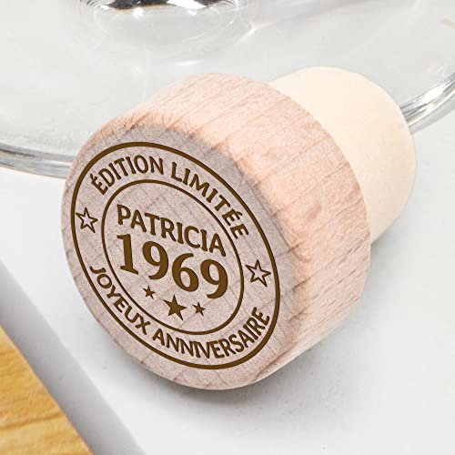 Bouchon de bouteille de vin édition limitée avec prénom et année de naissance personnalisable, idée cadeau anniversaire originale et unique, blague, fun, 30mm de diamètre