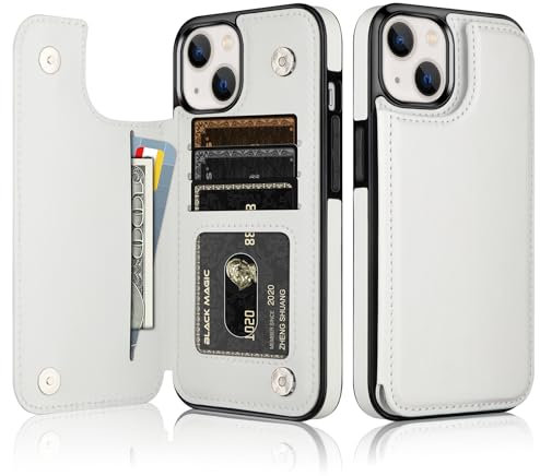 Vofolen for iPhone 15 Plus Case Soft PU Leather Wallet Case with Credit Card Holder Slim Folio Flip Magnetic Closure Pocket Protective Cover for iPhone 15 Plus Phone Cases,White