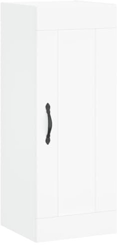 vidaXL Wandschrank, Hängeschrank mit Tür 3 Fächern, Wandmontage Badezimmerschrank, Aufbewahrungsschrank für Wohnzimmer Schlafzimmer, Weiß Holzwerkstoff