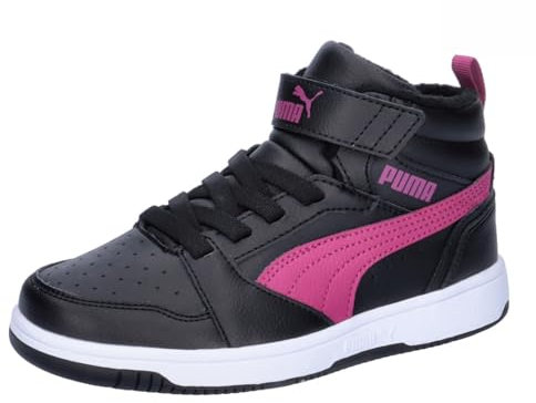 PUMA Rebound V6 Mid WTR AC+ PS Sneaker, Black-Magenta Gleam White, 30 EU