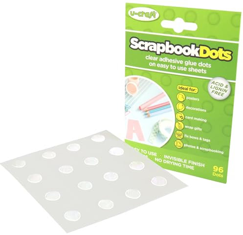 KLEBESHOP24 Fotoklebepunkte | Doppelseitig permanent klebend | Für Fotoalben und zum Basteln | Extra dünn | 10 mm Durchmesser / 96 Stück
