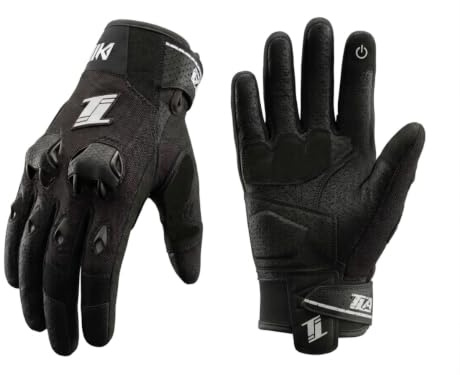 TLA WIK Sommer-Motorradhandschuhe | CE-zertifizierte Motorradhandschuhe | Atmungsaktive Leder- und Textilhandschuhe für Herren und Damen | Touchscreen-Motorradhandschuhe | Scooter-Handschuhe