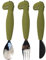 Trixie Baby Trixie Besteck-Set aus Silikon und Edelstahl, für Babys und Kinder, 3-teilig (Gabel, Löffel und Messer), Mr. Dino (Dinosaurier), 96-4XX