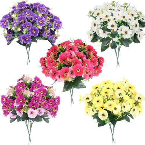 LARDUX Artificial Hanging with Flowers - 12 Inch Large Silk Fake Flower Hanging Basket for DIY Outdoor Garden Home Yard Patio Decoration (Cymbidium Flower)