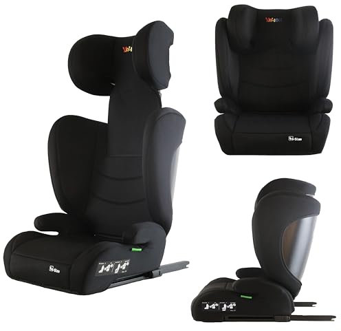 YALION Sitzerhöhung Auto Kinder ISOFIX, i-Size Kindersitzerhöhung 100-150cm, Kindersitz einstellbare Kopfstütze, Ab ca.Kinderautositz 3-10 Jahre, 3-Punkt-Gurtsystem, ECE R129(Black)