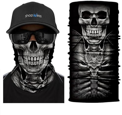 ShopINess Unisex Schlauchschal Halswärmer Neckwarmer Multifunktions schlauchtuch totenkopf für Motorrad Bikes Sport Festival Halloween Karneval - Totenschädel (Vampir)