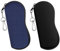MoKo Brillenetui, 2 Stück Leicht Neopren Reißverschluss Sonnenbrille Tasche mit Gürtelclip für Brillen Rahmen Tragbare Case für Schlüssel Bleistifte Karten, Dunkelblau + Schwarz