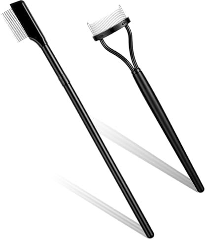 2 Stück Wimpernkamm, Rostfreier Stahl Zähne Wimperntrenner Augenbrauenkamm Wimpern Kamm, Tragbare Wimpern Make up Comb, Professionelle Augen Makeup Werkzeuge