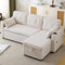 Gxffipw 3 Seater Sofa Bed with Internal Storage, Convertible Corner Sofa Bed with Cup Holders, Pillows and Storage Pocket (Beige)