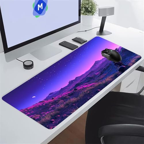 Montagne Pourpre Tapis de Souris de Jeu 1500x800x2 mm Grand Tapis de Souris Gaming sous-Main Bureau Gamer Large avec Base Antidérapante Tapis de Clavier Lavable pour Gamer PC