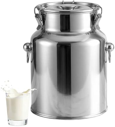 AIZYRLYR Milchkanne Milchkanne Aus Edelstahl, Vorratsbehälter Für Milch, Wein, Öl Und Getreide Transportfass Vorratsbehälter Für Lebensmittel Für Küche Und Landwirtschaft,5L 17x24CM