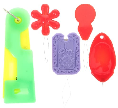 KJHBV Inseritore di Aghi da Cucito in Plastica 5 Pezzi per Piccoli Fori Resistente e Facile da Usare per Progetti di Cucito Manuale a Macchina Colore Casuale