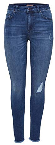 ONLY NOS Damen onlBLUSH MID ANK RAW JEANS REA2077 NOOS Skinny Jeans,, per pack Blau (Medium Blue Denim Medium Blue Denim), 34/L32 (Herstellergröße: XS)