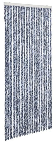 vidaXL Cortina Mosquitera Chenilla Azul Blanco Plata 56x185 cm Malla Anti Insectos Mosquitos Moscas Bichos