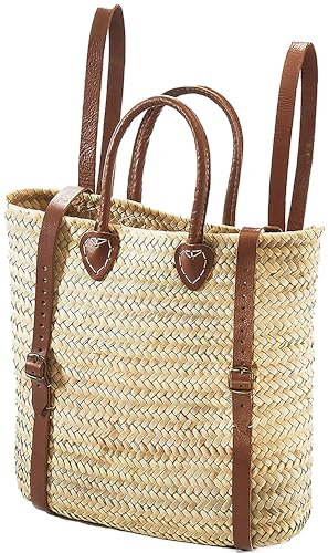 Kobolo Rucksack Palmrucksack - Palmblatt - Lederriemen und Griffe - 35x35 cm