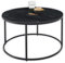 Stella Trading BELFORT Couchtisch Marmor rund schwarz mit schwarzem Metallgestell - Stilvoller Wohnzimmertisch mit hochwertiger Marmorplatte - 80 x 46 x 80 cm (B/H/T)