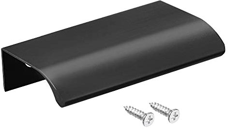 sourcing map Edge Pull Handle 80mm x 40mm Aluminum Alloy Cabinet Drawer Pull Black 2 Pcs