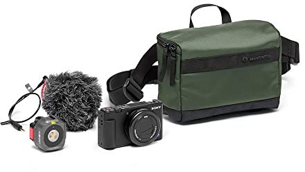 Manfrotto Street Belt Bag, Waist Bag, for Mirrorless Camera, Vlogging Kit, Shoulder Camera Bag, Photography Accessories for Content Creator, Colour Green