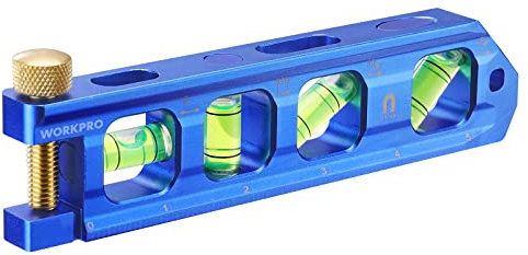 WORKPRO Magnetic Torpedo Level, Conduit Bending Level, Bubble Vials for 0°/90°/30°/45° Measurements, Aluminum Alloy Construction, 6.3-inch, Cobalt Blue