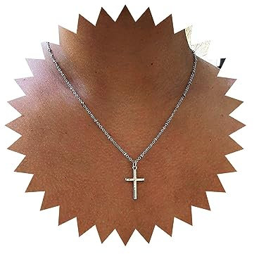 Wendalern Kreuz Perlen Choker Halsketten Religiöse Kruzifix Halskette Kreuz Glaube Halskette Silber Kreuz Anhänger Halskette Schmuck für Frauen und Mädchen