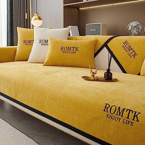 MTHGH Sofabezug Sofaschoner L Form u Form Ecksofa Anti-rutsch Couchschoner Couch Katze Hund Decke Überzug Sofaschutz Sofahusse Wasserdicht,yellow-70x180cm