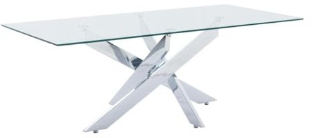 Vente-unique - Table Basse en Verre trempé et métal chromé - Transparent - Cosima