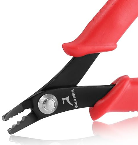 GOLD DEER 12,7 cm große Perlen-Crimpzange, Mini-Crimpzange, Perlen-Crimpzange mit gebogener Backe, 2 Kerben, Schmuck-Crimper-Zange, Mikroschlauch-Perlen, Crimper für 2 mm und 3 mm Perlen,