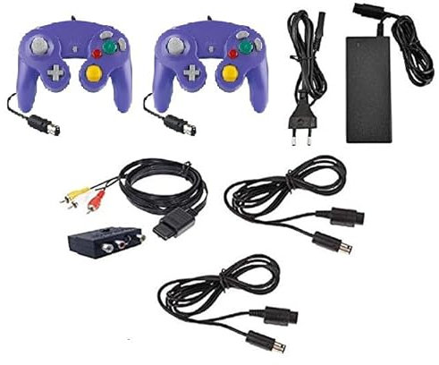 Zubehör Set Verlängerungskabel Netzteil Purple Controller für Nintendo Gamecube GC Controller Verlängerung TV Kabel