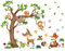 Wandsticker Waldtier Wandtattoo Affe Schmetterling Eichhörnchen Wandaufkleber Kinderzimmer Wandaufkleber