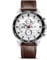 OFFCUP Herren Uhr Männer Analog Quarz Chronograph Braun Leder larmband, Armbanduhren Herren mit Datum, Uhren Mode Casual Business Uhr für Klassische Elegantes Geschenk -Weiß