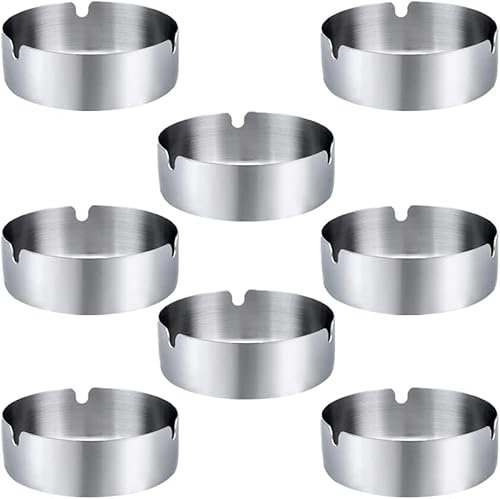Cenaire, cendrier rond en acier inoxydable, adapté aux restaurants, bars, espace extérieur, chambre à coucher (8pcs)