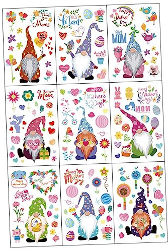HOMOCONO 1 Satz 9 Stücke Muttertag Statische Fensteraufkleber Geschenkdekore (sortierte Farbe)