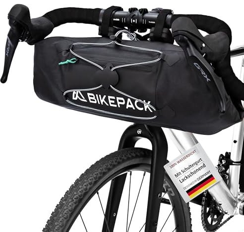 BIKEPACK Fahrradtasche Rahmen - Ideale Fahrradtasche, Rahmentasche Fahrrad für Rennrad & Mountainbike - Oberrohrtasche perfekt als Bikepacking Taschen/Premium Fahrradtaschen (Lenkertasche)