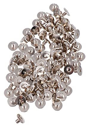 NUOBESTY 100Piezas Kit de Tornillos Inoxidable para Decoración de Cuero Tornillos Redondos con Cabeza Cruzada para Manualidades y DIY Resistente la Oxidación
