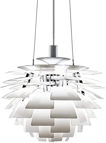 Big Hanging Lamp Ball Moderne und weiße Kiefernkegel Lampenschirm in der Kugelform aus Spiralen Blütenblatt Die Artischocke und im Designerstil zum Hängen und zum Anhänger Licht (Farbe: Weiß 48 cm)