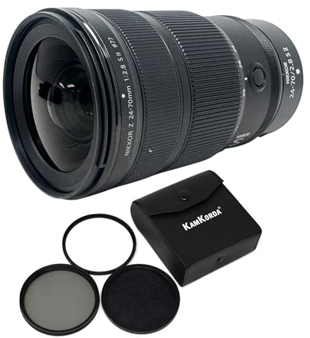 KamKorda Lens Filter Kit 77mm + NIKKOR Z 24-70mm f/2.8 S II Camera Lens, Full-Frame | f/2.8 to f/22, Versatile, Fast Standard Zoom, Lighter + Upgraded Weather-Sealing + 2 Year Warranty
