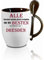 Tasse m. Löffel  Alle Menschen wurden gleich erschaffen - nur die Besten wohnen in Dresden  Löffeltasse, Kaffeetasse mit Motiv,Bürotasse, bedruckte Tasse mit Sprüchen oder Bildern - auch individuell