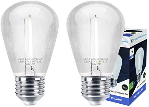 2 x 1w LED Filament Light Bulb E27 Edison Screw Cool White Energy Saving Decorative Festoon Lamp