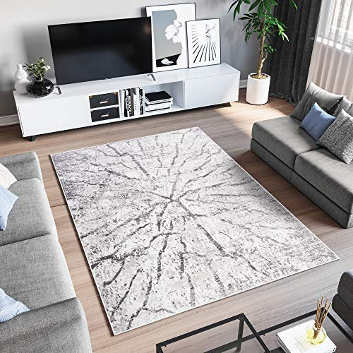 TAPISO Sky Teppich Kurzflor Modern Beige Grau Meliert Verwischt Design Wohnzimmer Schlafzimmer 3D Optik Abstrakt ÖKOTEX 120 x 170 cm