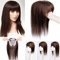 Eree Hair 40,6 cm glattes Echthaar-Topper mit Pony, 10 x 12 cm, Mono-Basis, für Damen mit dünner werdendem Haar, Toupet aus Echthaar Clip-in-Haarkrone Haarverlängerung Oberteil Haarteil, Dunkelbraun